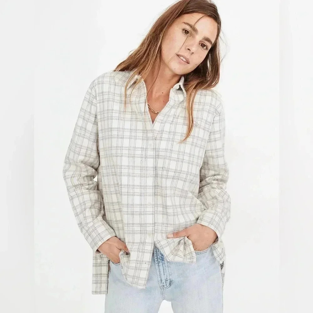 Madewell Corduroy Oversized Ex-Boyfriend Shirt in Lombard Plaid Women’s XS